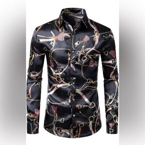Men's Black Patterned Shirt